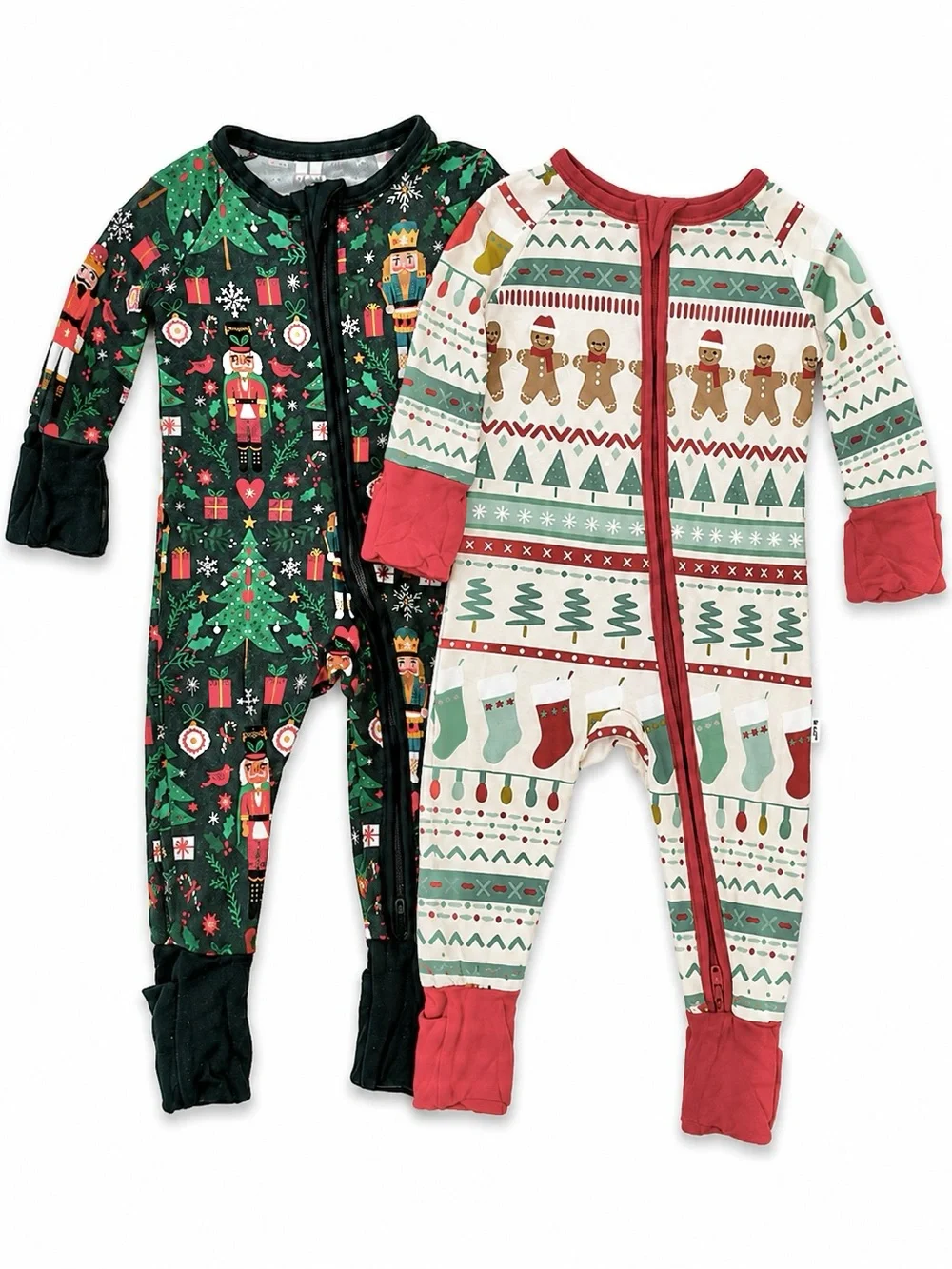 Little Sleepies Newborn Christmas Zip Pajamas 2 Pack Bamboo Holiday PJs